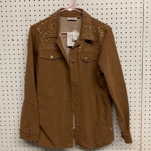 Tri tone studded camel color jacket by Quacker Factory BRAND NEW